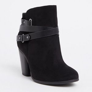 Torrid BLACK FAUX SUEDE STRAPPY BOOTIE